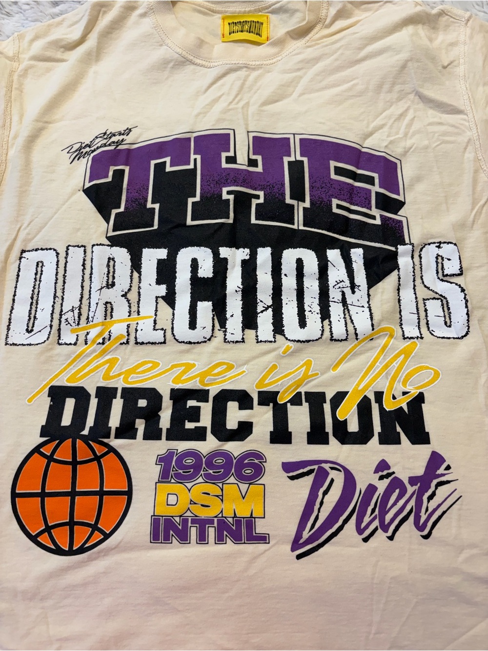Diet Starts Monday, The Direction is There is No Direction Tee, Cream, Medium - Picture 2 of 3
